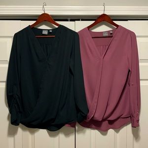 Bundle of 2 NY&Co Cross Front Blouse